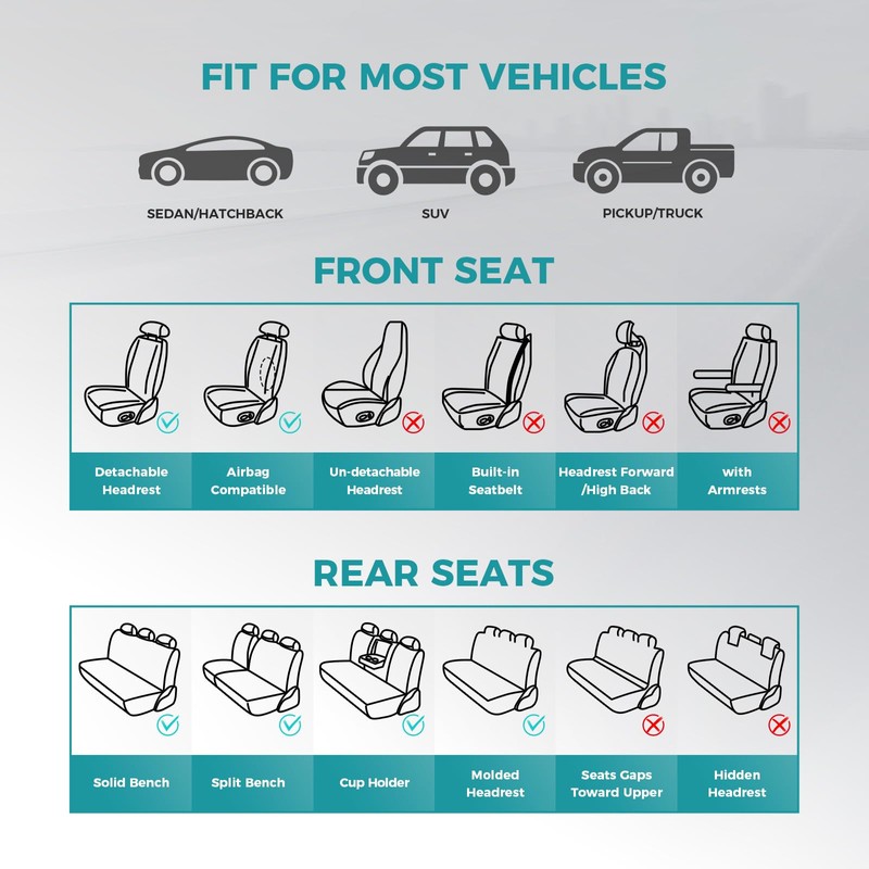 FEINEPRO Seat Covers Only Front 2pc, Breathable Leather Front Seat
