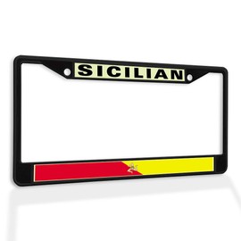 Metal Insert License Plate Frame Sicilian Flag Weatherproof Car Accessories Black 2 Holes Solid Insert