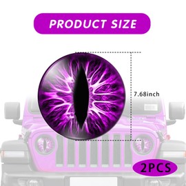 Damwot Beast Eyes Headlamp Decals - 3D Round Eyes Headlight Decals for Jeep, Truck, Car Body & Window Decoration (Purple)