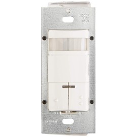 Leviton ODS0D-IDW Dual-Relay, Decora Passive Infrared Wall Switch Occupancy Sensor, 180 Degree, 2100 sq. ft. Coverage, White
