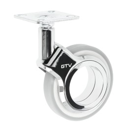 GTV - Gira Furniture Castors | Castors for Furniture | Without Brake | Diameter 75 mm | Made of Plastic and Steel | Chrome-Plated + Grey Matt