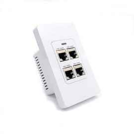 PoE Texas 4 Port in-Wall Gigabit PoE Extender Switch - Plug & Play Stable Power Over Ethernet Switch Plate with IEEE 802.3bt Uplink & Full Passthrough VLAN - Extends WiFi Access Point, Network, VoIP