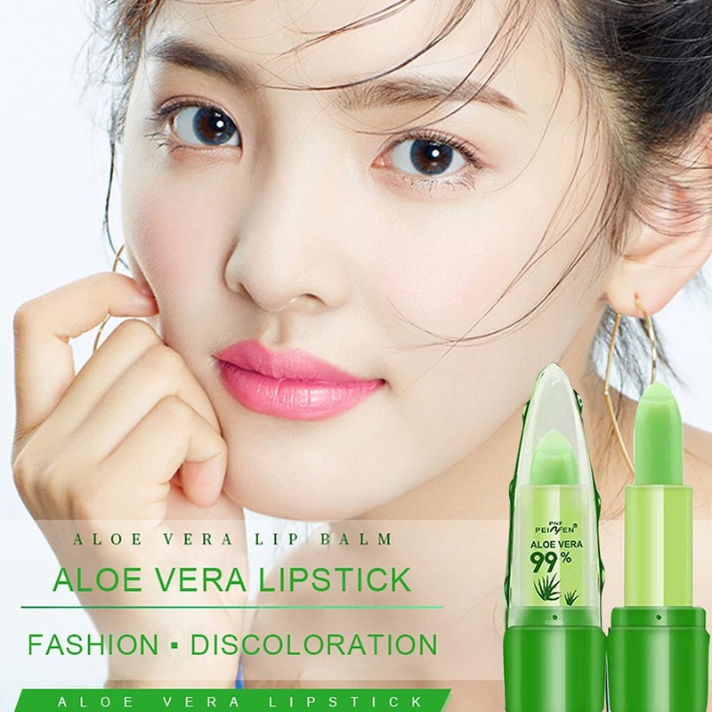 Aloe Vera Lipstick, Long-Lasting, Sweat-Proof, Temperature Change Enhances Shine, Waterproof,