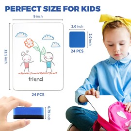 AuroTops 24 Pack Dry Erase Board, 9"x12" Double-Sided White Board with 24 Erasers for Students, Portable & Reusable Small White Lapboards Bulk for Classroom/Homeschool/Teacher