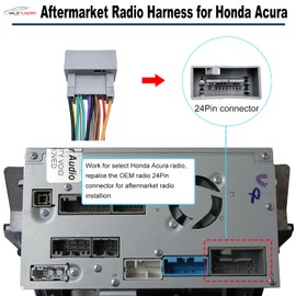 24Pin Car Radio Wiring Harness for Honda 2008-2017 Acura 2009-2014 Aftermarket Car Stereo Wiring Harness Connector for Accord Civic CR-V Odyssey Integra Car Stereo Radio Wiring Harness Cable Install