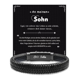 CheersLife I Love You Gifts for Men, An Meinen Sohn Brother Man Bracelet Christmas Birthday Love Valentine's Day Anniversary Gift for Him Boyfriend Husband Son Brother Leather Bracelet