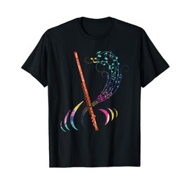 Flutist Treble Clef Classical Music Colorful Flute T-Shirt