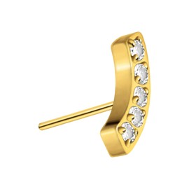 PIERCINGLINE Titanium Attachment with Push Pin Bow + 5 Crystals without Labret Stud Piercing Ear Helix Tragus Conch Choice of Colours, Titanium