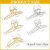 5 Stück Haarklammer Groß Gold Silber, Metall Hair Clip Haarspangen