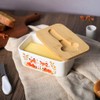 WAIT FLY Fox Ceramic Butter Dish with Bamboo Lid and