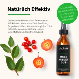 STARTKRAFT Hals wieder gut, natürliches Rachenspray aus fermentierten Wildkräutern, Halsspray mit Wirkstoffen von Acerola, Efeu, Sanddorn, Isländisch Moos, Propolis und Hagebutte