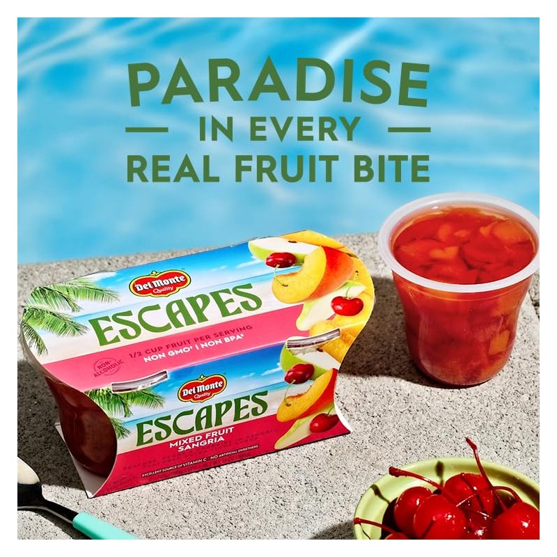 Del Monte Escapes Mixed Fruit Sangria, 7 oz Cups, Pack