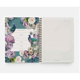 Lola Design - Large Spiral Notebook Organiser, Floral Peacock Design - Planners & Journals - Wiro Bound Notebook with To-Do Lists & Priorities Section - 176x250mm, 250 Lined Pages