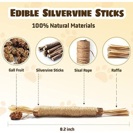 Catnip Toys Silvervine Chew Stick Natural Silvervine Blend Sticks Cat nips Interactive Kitten Dental Toy for Kittens Teeth Cleaning Indoor Cats (6 Pcs)