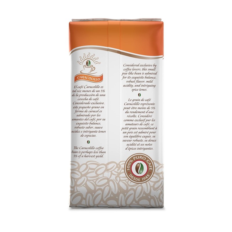 Café Santo Domingo Caracolillo, 16 oz Bag, Ground Peaberry Coffee,