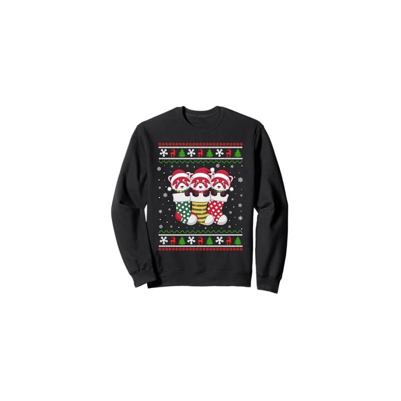 Ugly Xmas Sweater Red Panda In Christmas Socks Sweatshirt