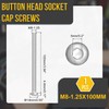 DTGN M8-1.25x100mm ボタンヘッドキャップボルト1パック ロードバイク マウンテンバイク 自動車 オートバイに最適 316ステンレススチール 白華処理仕上げ 六角ドライブファスナー