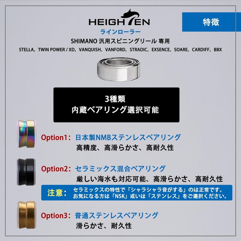 HEIGHTEN V2.0 Titanium Line Roller, Shimano Spinning Reel, High Rotation,