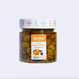 De Carlo Pitted Olives with Citrus in Extra Virgin Olive Oil, Italian Import, 7.05 oz