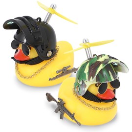 SALUDABLE Bicycle Bell Duck Light Bicycle Accessories Cute Propellers Set of 2 (Black + Camo)