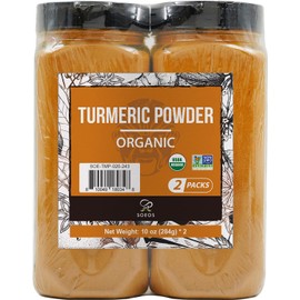 Soeos Organic Turmeric Powder 20 oz (10 oz *2), Non-GMO Verified, USDA Organic, 100% Raw, Lab Tested for Purity, 100% Raw, Curcumin Powder.
