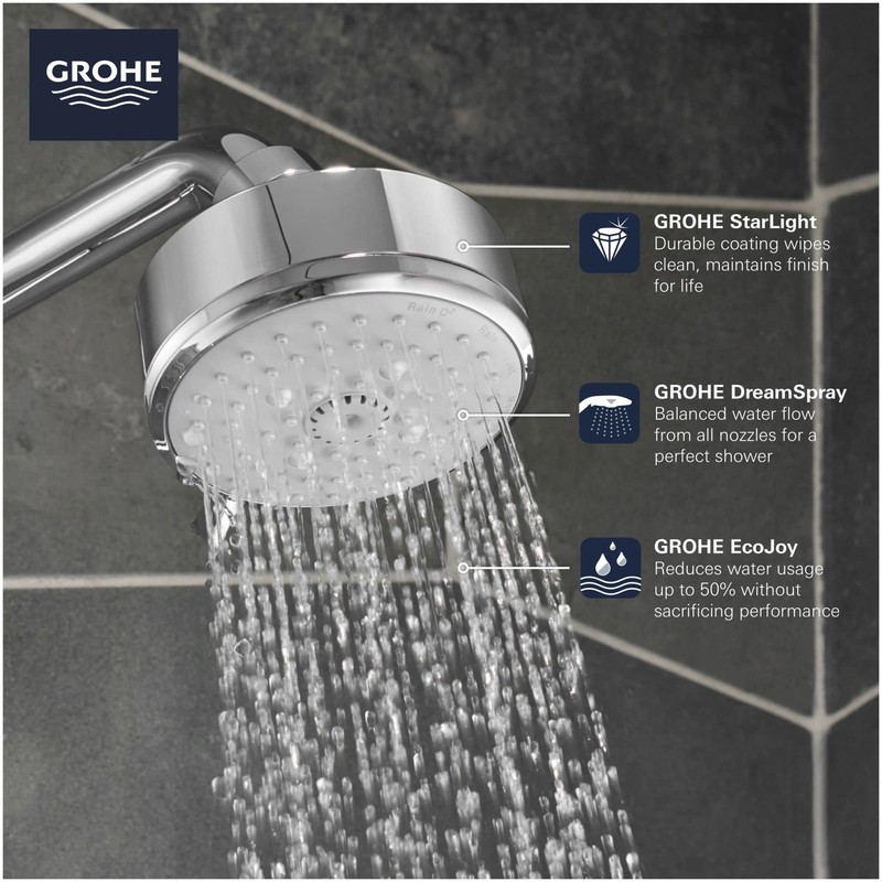 Grohe Tempesta Cosmopolitan 100 4 Spray Functions Shower Head, Starlight
