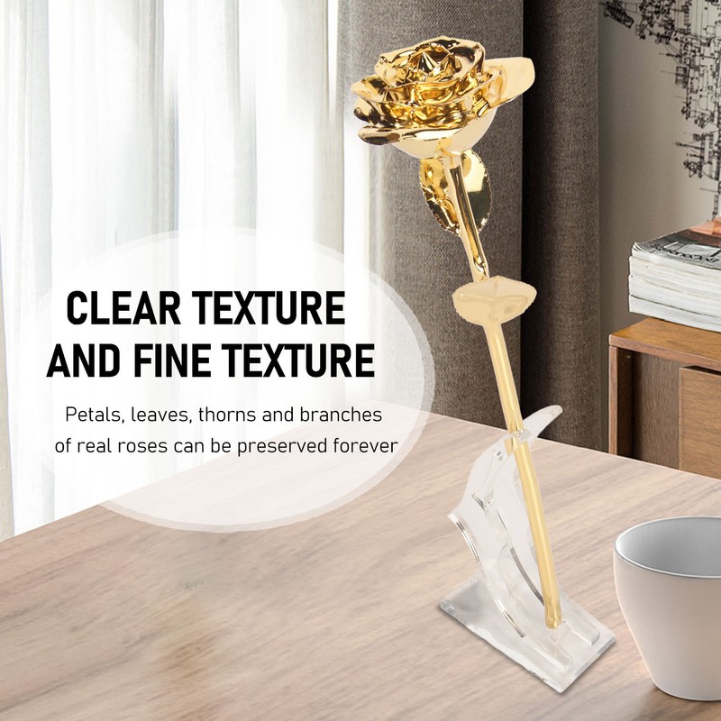 24K Gold Plated Rose Clear Texture Romantic Exquisite Long Lasting