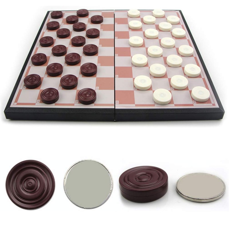 TOYANDONA Draughts Board Games Wooden Draught Magnetic Checkers Board Game