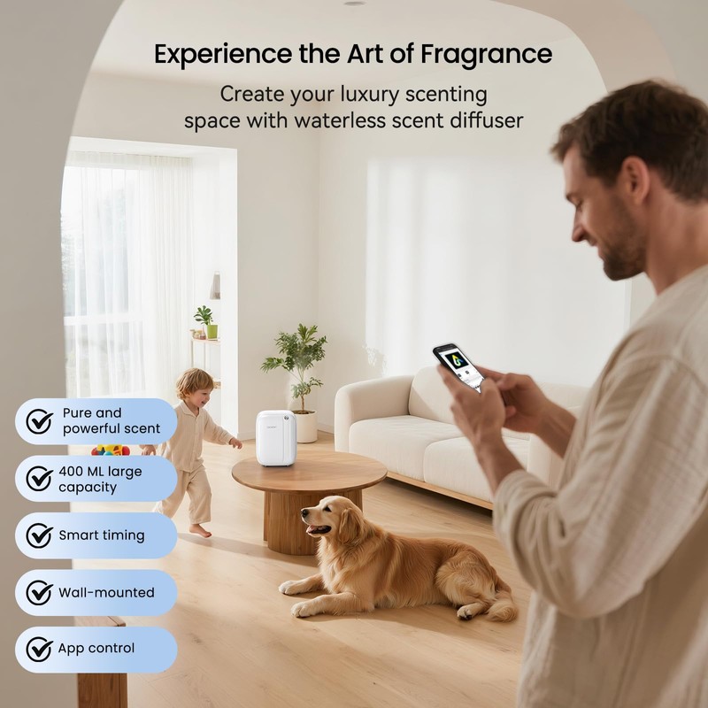 Waterless Essential Oil Diffuser,(Two 50ml Fragrances Included) 2000 Sq.Ft Coverage