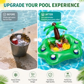 Inflatable Pool Drink Holder for Summer Parties – Rainbow Ice Tray Float with Cup Slots for Poolside Fun