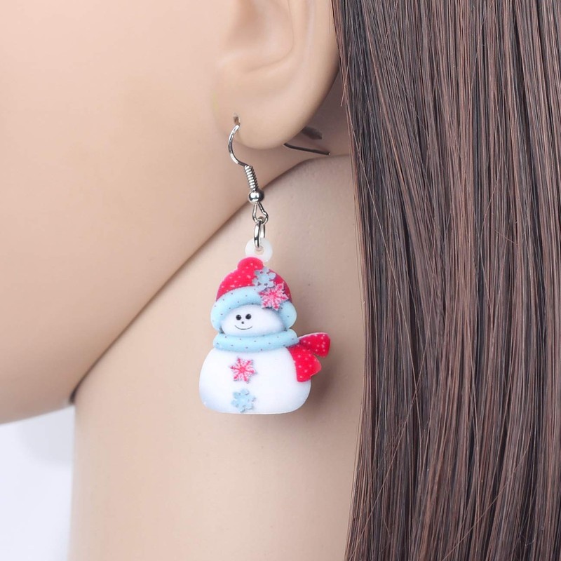 WEVENI - Pendientes de acrílico para Navidad, diseño de muñeco