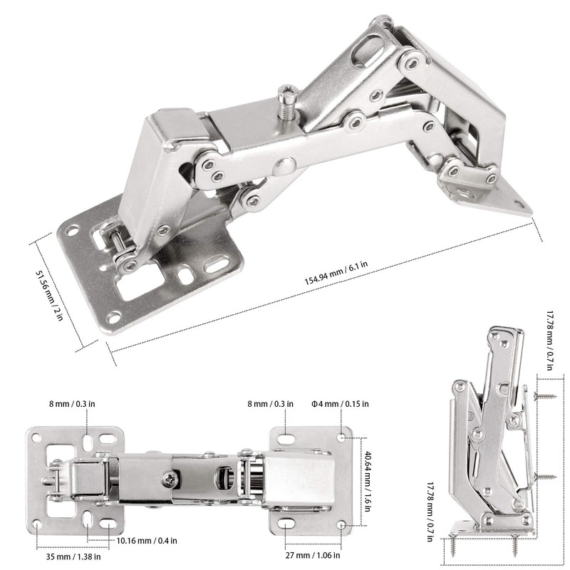 HOZEON 4 Pcs 170 Degree Frameless Cabinet Doors Hinges, Soft