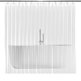 Xvbhaq Shower Curtain, Clear, PEVA, See Through, Bathroom Curtain Liners,Heavy Duty, Mould Proof & Waterproof, 180x180CM（71x71 in）