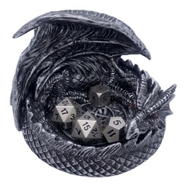 Grinning Gargoyle - 14cm Dragon DnD Dice Jail Guardian - Perfect Dice Holder for Roleplaying Games - Dice Tray Tabletop Gaming Accessories - DnD Merch Decor - D n D Gifts for RPG Display (SILVER)