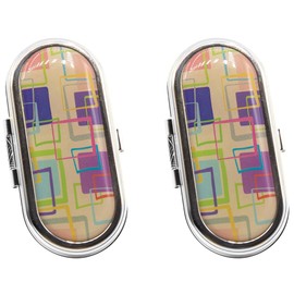 Stephanie Imports Set of 2 Clip-On Round Lipstick Mirrors (Throwback Squares)