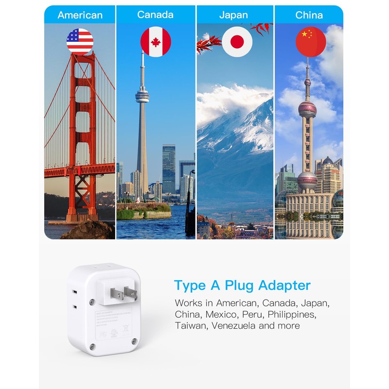 2 Pack US to Japan Travel Plug Adapter, HANYCONY Japan
