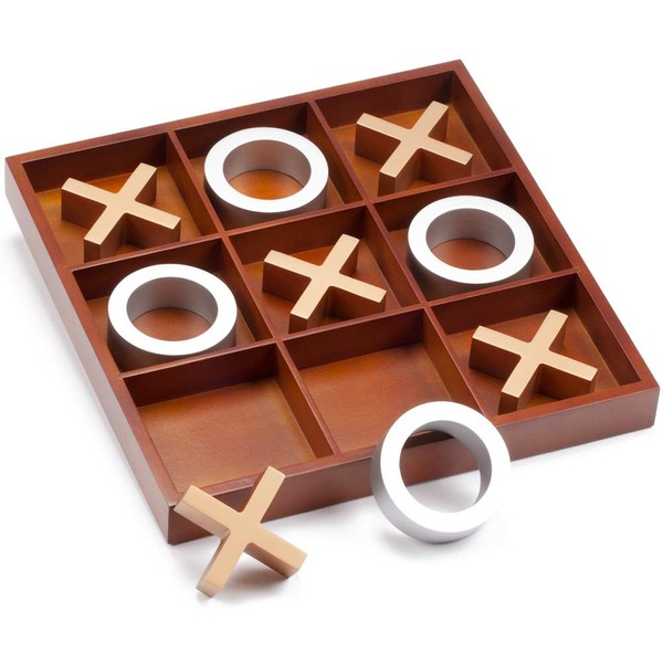 GSE 14" Giant Wooden Tic-Tac-Toe Game Set. Classic Family Travel Board Game for Kids and Adults, Great for Office, Living Guest Room, Coffee Table Décor Game