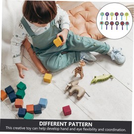 WHAMVOX 12Pcs Colorful Rattle Drum Creative Early Education Plaything for Safe Drums with Cartoon Patterns for Newborns and Young