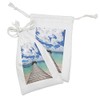 Lunarable Ocean Fabric Pouch Set of 2, Caribbean Seascape Jetty