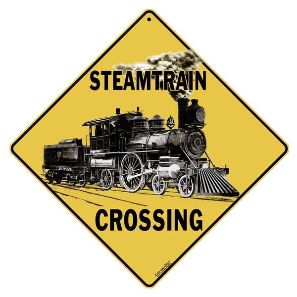 CROSSWALKS Steam Train Crossing 12" X 12" Aluminum Sign (X193)