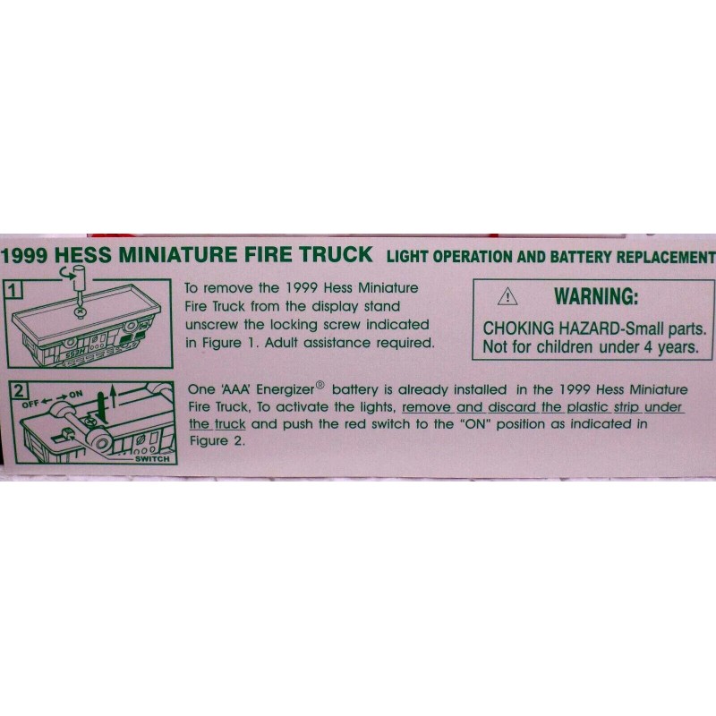 Hess 1999 Hess Mini Fire Ladder Truck with Extending Ladder