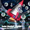 Rocket Bubble Machine for Kids with Lights, 360° Rotating Bubble
