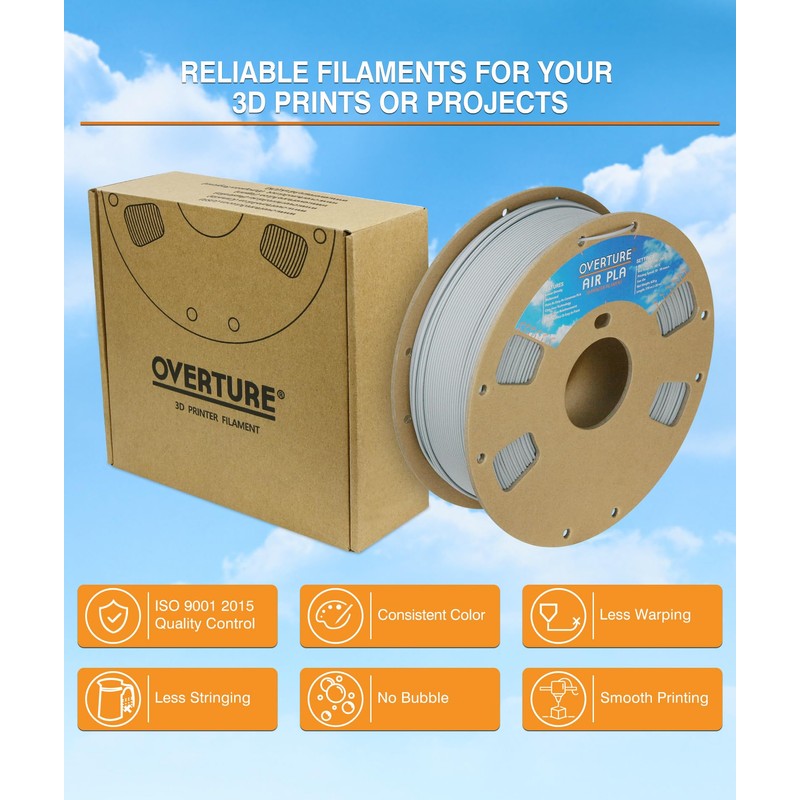 OVERTURE Air PLA Filament, Pre-Foamed PLA Low-Density, Lightweight PLA, Cardboard