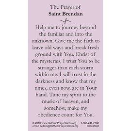 St. Brendan LAMINATED Holy Card (5-pack) with Two Free Prayer Cards Included