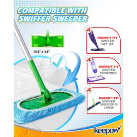 KEEPOW Reusable Microfibre Pads for Flash Speed Mop Refill Wipes, Washable Wet & Dry Mop Refill Pads Compatible with Flash Speedmop, Washable Mop Refills with Laundry Bag, 4 Pack