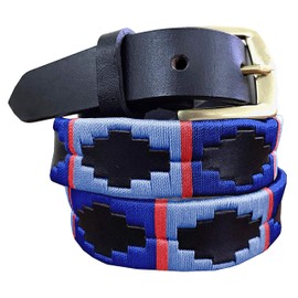 Carlos Diaz Skinny Mens Womens Unisex Brown Leather Embroidered Polo Belt (80 cm / 28 Inches)