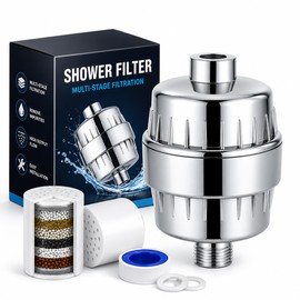 1 Pack / 2 Pack 15-20 Stage Shower Water Filter for Hard Water – High Output Multi-Stage Filtration with Replaceable Cartridge