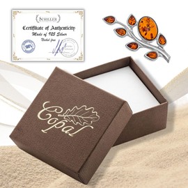 Ladies Silver Amber Natural Floral Design Lapel Pin Badge, Gemstone