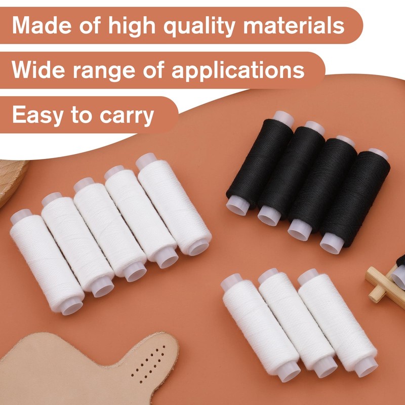 Easusy Sewing Thread, Black and White 4 Pcs 200 Yards