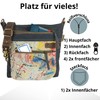 Sunsa Women's Canvas & Leather Shoulder Bag with Multiple Compartments,